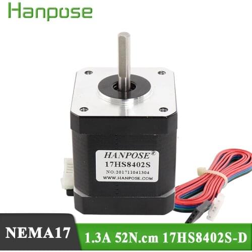 1pcs (17HS8402S) Nema17 Stepper Motor 48mm 1.3A 52N.cm Nema 17 motor 42BYGH 4-lead motor for Motor in automatic feeder