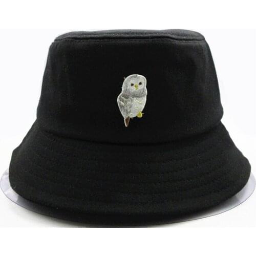 LDSLYJR owl embroidery cotton Bucket Hat Fisherman Hat outdoor travel hat Sun Cap Hats for men and Women 89