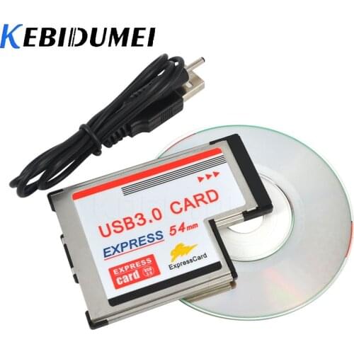Kebidumei 54mm 2 Port Expresscard to USB 3.0 PCI-E to USB Adapter Hidden Adapter With Driver CD For Laptop Promotion