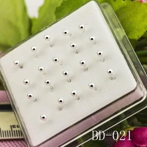 20PCS/Box 2MM/3MM/4MM Simple Fashion Round Ball Nose Nail Nose Ring Nose Decoration Fashion Piercing Jewelry jp