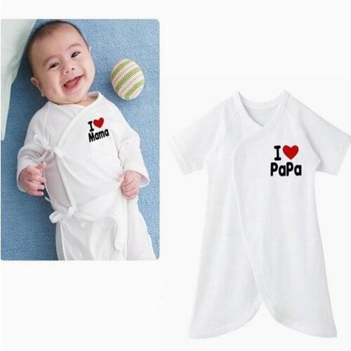 2pc/lot Baby Romper I Love Mama I love Papa Romper Newborn Butterfly Romper Climbing Clothing