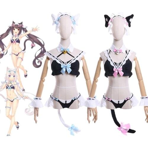 Anime NEKOPARA Chocolat and Vanilla Cosplay Costume Bunny Girl Swimwear Cat Uniform Sexy Women Helloween Party Outfit Gifts