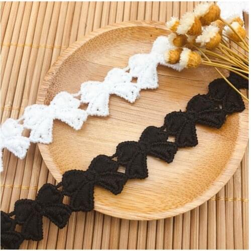 1Yards 91cm New Lace Fabric Materials 1.5cm Bow Embroidery Lace Fabric Guipure Cotton Lace Trim Ribbon encajes para costura LE8