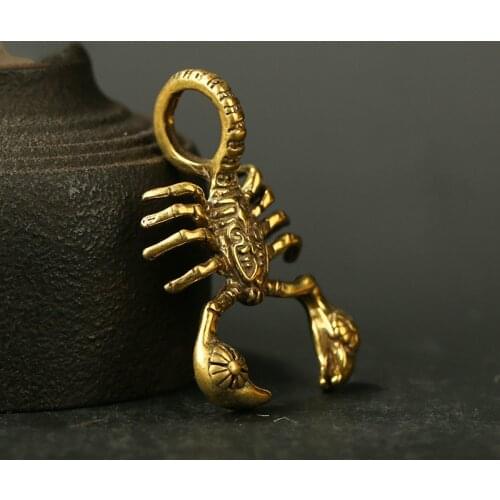 Scorpio Pendant Scorpion Car Key DIY Jewelry Small Ornaments Handmade Brass Carved Gifts for Men