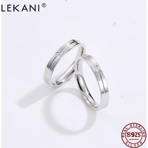 LEKANI Pure Couple Rings S925 Sterling Silver Ring For Unisex Romantic Marry Engagement Always Love Fine Jewelry Customied 2021