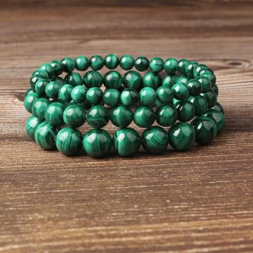 Linxiang Fashion Jewelry 4/6/8/10MM Malachite Bracelet Suits Charming Amulet for Men and Women