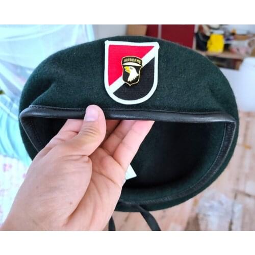 New US Army 6th Special Forces Group Wool Green Beret 101ST AIRBORNE DIVISION EAGLE INSIGNIA Military Hat Cap 1963~1971