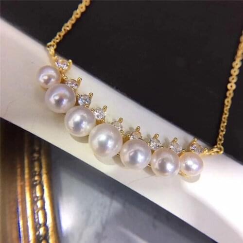 New natural freshwater cultured pearls Tibetan silver chain good quality pearl 4-7MM 16 inches necklace 002