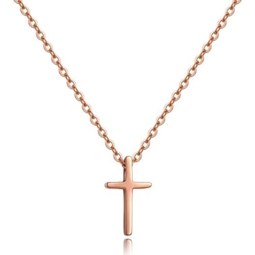 Mini Cross Pendant Necklace Choker 316 L Titanium Stainless Steel Fine Jewelry 18 K Gold Plated Never Fade Woman Gift Hip Pop