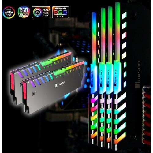 2Pcs Jonsbo NC-2 RGB Memory Ram Cooler SSD Armor Heat Sink AURA 12V/5V Aluminum Alloy Shell Universal Colorful RAM Radiator MOD