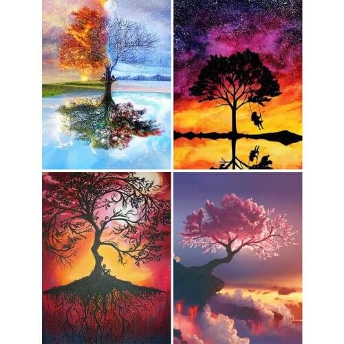 5D Diy Diamond Painting Four Season Tree Cross stitch Kit Full Drill Square Embroidery Mosaic Art Picture of Rhinestones Decor