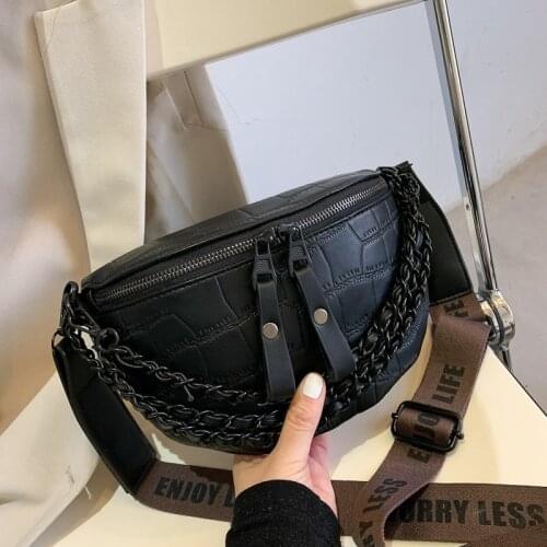 Luxury Womens Fanny Pack High Quality Waist Bag Thick Chain Shoulder Crossbody Chest Bag Female Belt Bag Handbag