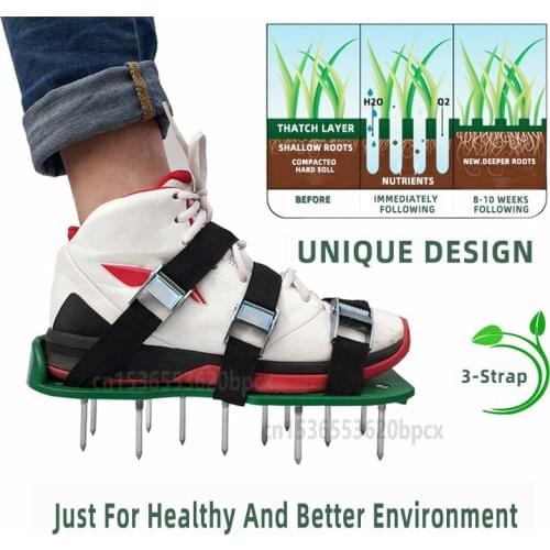 Scarification Shoes 3 Belt Garden Walking Spikes Shoes Aerobic Spike Sandals Cultivator Gardening Tools