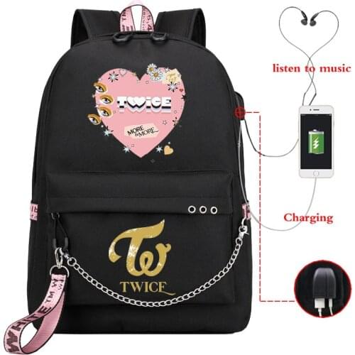 Mochilas Escolares Kpop Twice Korean Backpack Primary School Bags for Teenage Girls MORE & MORE Love Heart Pink Bags for Girls