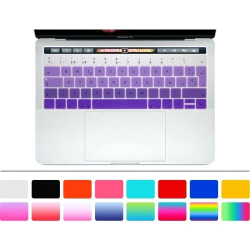 For 2017 MacBook Pro 13 15 Retina A1706 A17067 With Touch Bar Gradient Rainbow ESP EU Spanish Silicone Keyboard Cover Skin