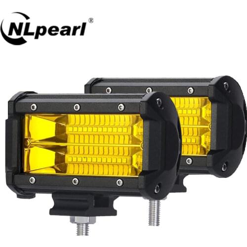 NLpearl 2pcs 72W LED Work Light Yellow Spotlight For Car Trucks Boat SUV ATV Led Bar Offroad Headlights 12V 24V Working Light