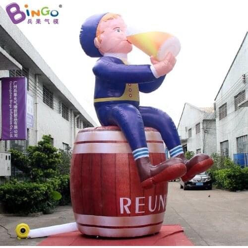 BARGAIN PRICE 3x5.3mh inflatable doll sitting on barrel drinking customized advert model