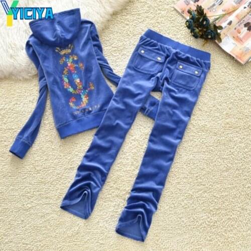 YICIYA 2021 velvet suit printing 2020 spring and autumn fashion slim casual womens Yoga suit,tracksuit women,crop top,met,pants