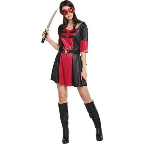 Female Halloween Deadpool costumes Women Warrior Movie Cosplay Carnival Purim parade Masquerade Nightclub Role play Party dress