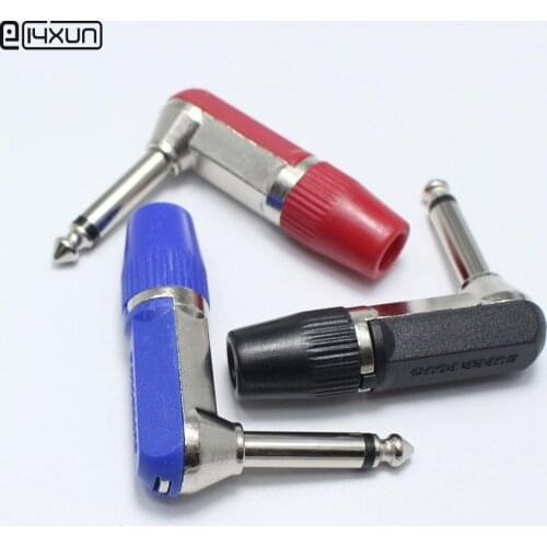 1pcs 6.35mm / 6.5mm 2 Pole Mono Plug Audio Male Plug Connector 90 Degrees 6.35 Amplifier Microphone Plug 6.35mm TRS Plug