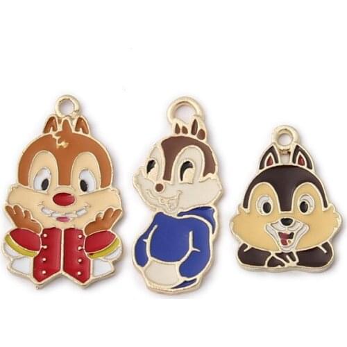 10pcs Enamel Squirrel Charms for Cute Earring Bracelet Necklace Pendant Jewelry Making DIY Alloy Drop Oil Accessory