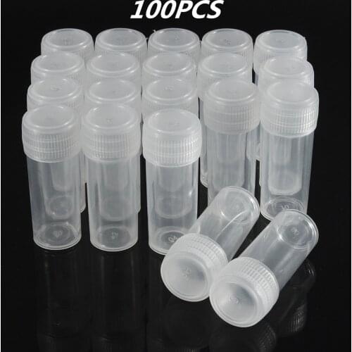 100PCS 5ml Plastic Sample Bottle Small Bottle Test Tube Mini Bottles Storage Containers White