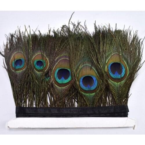 2Meters Natural Peacock Eye Feathers Trims for Crafts Wedding Party Feathers Fringe for Clothing DIY Home Decoration Accessories