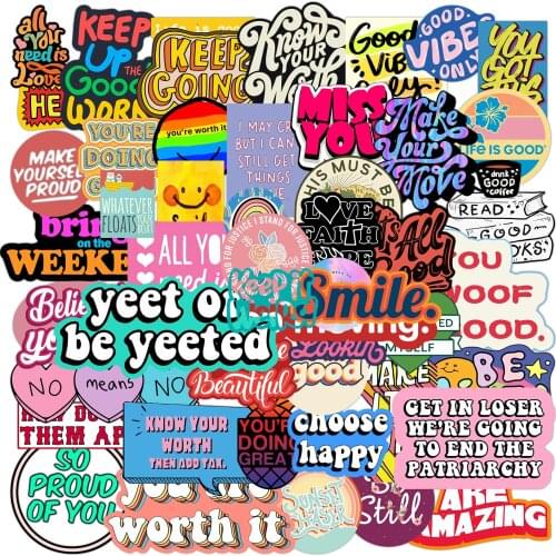 50PCS Motivational Phrases Sticker Inspirational Life Quotes DIY Laptop Study Room Scrapbooking Graffiti Decals Stickers