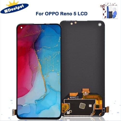Original AMOLED For Oppo Reno5 5G PEGM00 PEGT00 LCD Display Screen Frame+Touch Panel Digitizer For Reno 5 5G CPH2145 LCD Screen