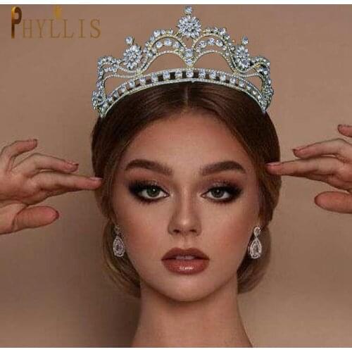 A264 Vintage Baroque Queen Tiara Wedding Crown Luxury Bridal Diamond Romanian Bride Headpiece Premium Headwear Pageant Headbands