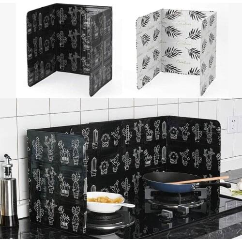 Aluminum Foldable Kitchen Gas Stove Baffle Plate Kitchen Frying Pan Oil Splash Protection Screen for Kichen Accessories