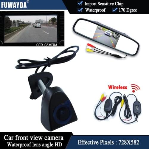 FUWAYDA car LCD Car front View Monitor+Lights Night Vision ccd color front view Camera for Toyota Prado Highlander Land Cruiser