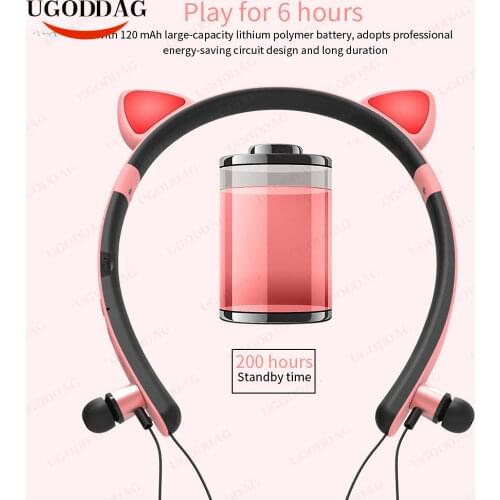 Wireless Glowing Cat Ear Headphones Stereo Bluetooth Earphone Hifi Music Headset With Microphone Sport Earphone For Pad Phone