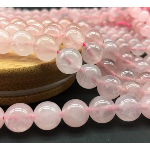 1 Strand Romantic Pink Round Stone Beads 4 6 8 10 12mm Powder Crystal Spacer Loose Beads Wholesale Manual Jewelry Findings Charm