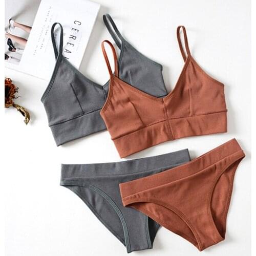 New Seamless Women Panties Bra Set Cotton Tube Tops Bralette Low Waist Underwear Set Soft Active Wear Lingerie Fitness Crop Top