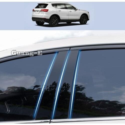 For Great Wall HAVAL H7 2016-2021 Car PC Material Pillar Post Cover Door Trim Window Piano Black Molding Sticker Plate Parts