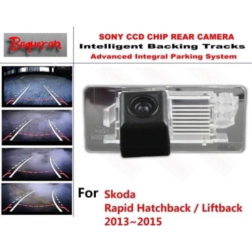 For Skoda Rapid Hatchback Liftback 2013~2015 CCD Car Backup Parking Camera Intelligent Tracks Dynamic Guidance Rear View Camera