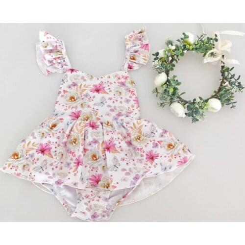 Flofallzique Girls Swimsuit Floral Flower Pattern Petal Sleeves Kids Cute Clothes For Outdoor Leisure Beach Swimming