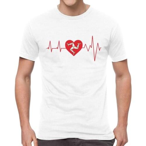 Isle Of Man Heartbeat T Shirt Mens 100% Cotton Print T-shirt Funny Tshirt Short Sleeve Motorcycle Tee Top