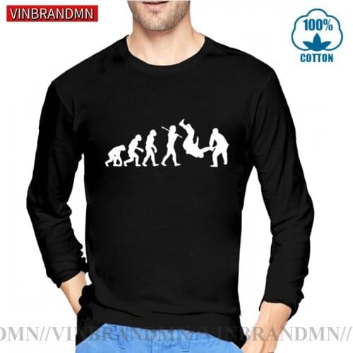 BRAZILIAN JIU JITSU Evolution T-Shirt BJJ Judo Tshirt Men Workout Bodybulding Long Sleeves 100% Cotton Tee Shirt Karate Clothing