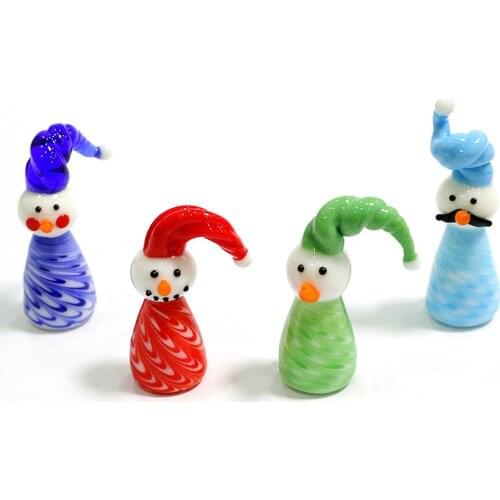 Gnome Handmade Glass Snowman Figurines Four Different Styles Lovely Mini Christmas Art Ornament Home Table Top Decor Accessories