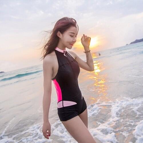 Hisea New Women Rash Guard Lycra Light Sleeveless Elastic Swimsuit calico zipper Surf Shirt Short Pants Swimming Clothes