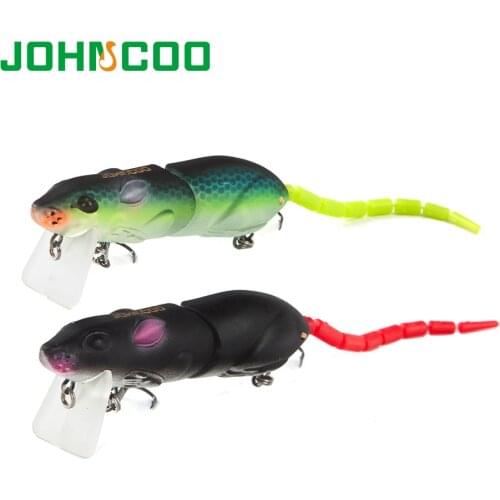 JOHNCOO 2 Segments Artificial Fishing Lure Plastic Mouse Lure 80mm 15.5g Wobblers Crankbait Pike Bass Bionics Mouse Bait