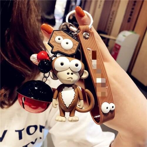 Classic Cartoon Animal Monkey Elephant Keychains Soft Rubber Action Doll Key Chain Bag Pendant Creative Little Gift Key Ring