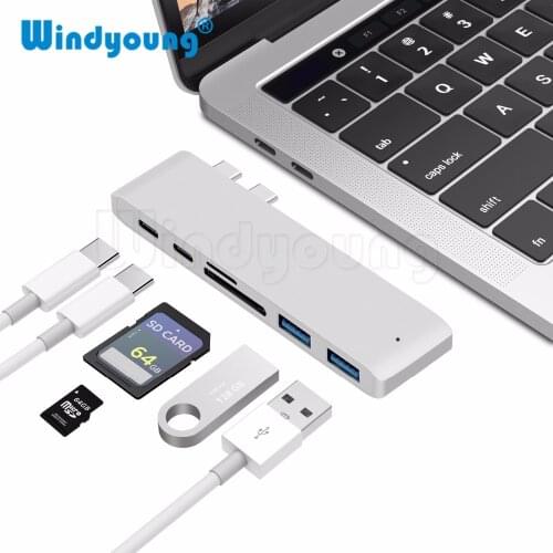 USB C Hub Type C Hub SD/Micro SD Card Reader Type-C to USB 3.0 with PD Charger for MacBook Pro 2017/2018/2019 MacBook Air 2018