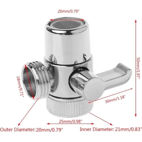 Brass 3-way Diverter Valve Faucet Connector Adapter Three Head Function Switch
