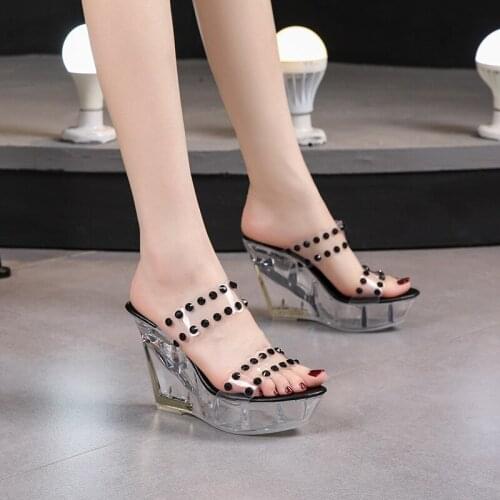 LEOPARD LAND Rhinestone Slope With 10CM Nightclub High Heels Fashion Womens Shoes Catwalk Pole Dancing Shoes Crystal Bottom LFD