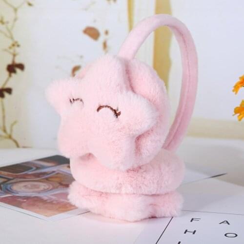 Cute Smiley Plush Earmuffs Children Soft Thick Warm Ear Cover Boys Girls Solid Color Fashion Headphone Outdoor Winter