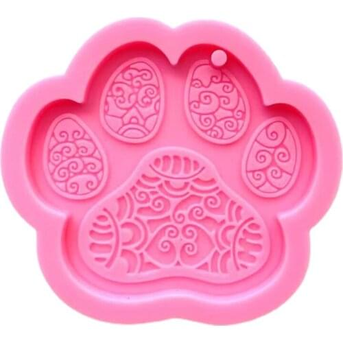 Cute Dog Paw Keychain Epoxy Resin Mold Earrings Pendant Casting Silicone Mould DIY Crafts Jewelry Casting Tool