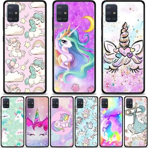 Lovely unicorn Phone Case For Samsung Galaxy A51 A71 5G A21s A11 A31 A41 A91 A72 A12 A02s Soft Silicon Back coque Matte Bumper